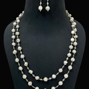 Premium Bollywood Inspired Pearl CZ Wedding Birthday Party Festival Jewellery Set