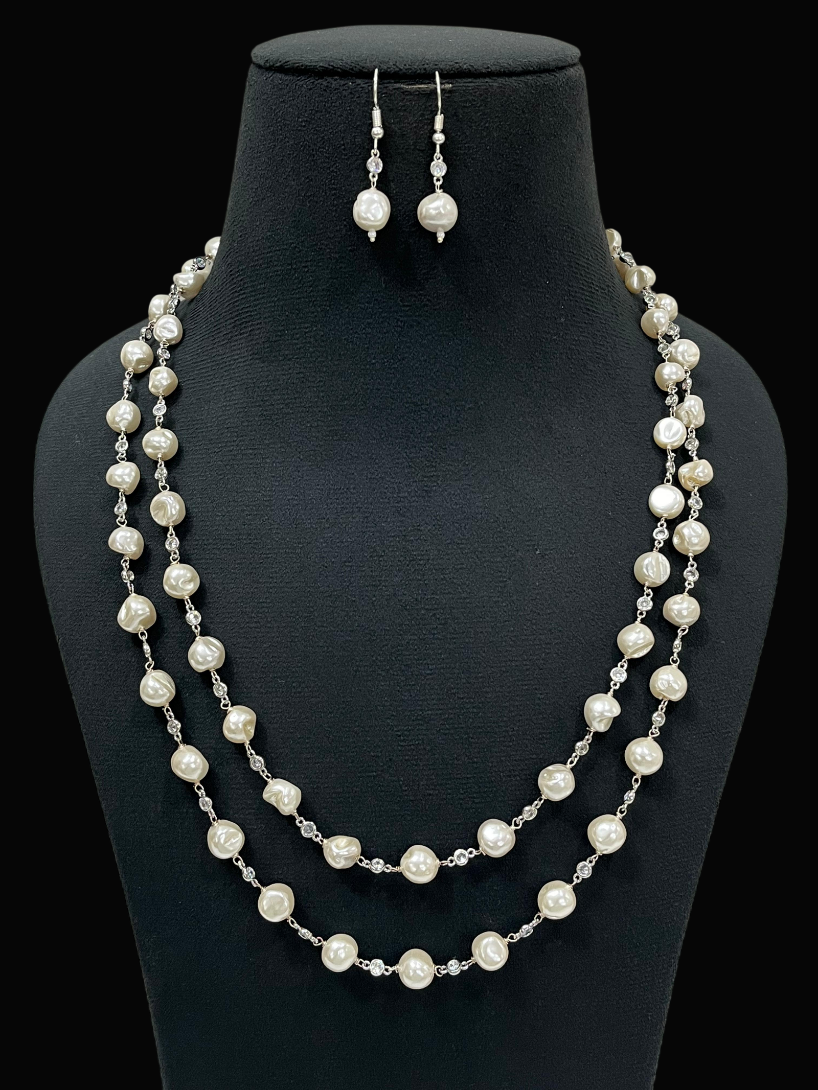 Premium Bollywood Inspired Pearl CZ Wedding Birthday Party Festival Jewellery Set